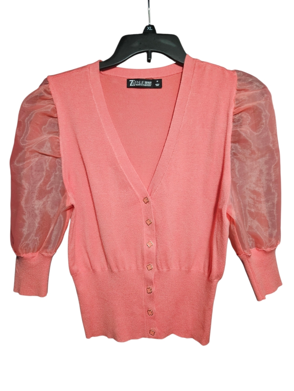 7th Avenue NY&Co Organza Puff Sleeve Cardigan Medium